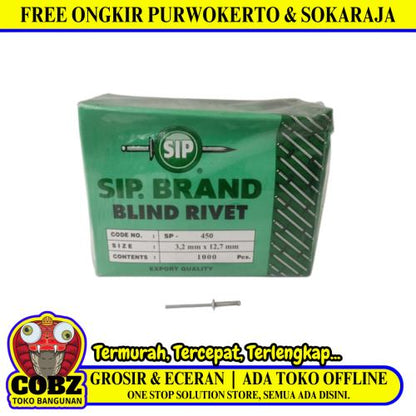 3.2 MM x 12.7 MM / SIP SP . 450 Paku Rivet Keling Tang Rivet Dus