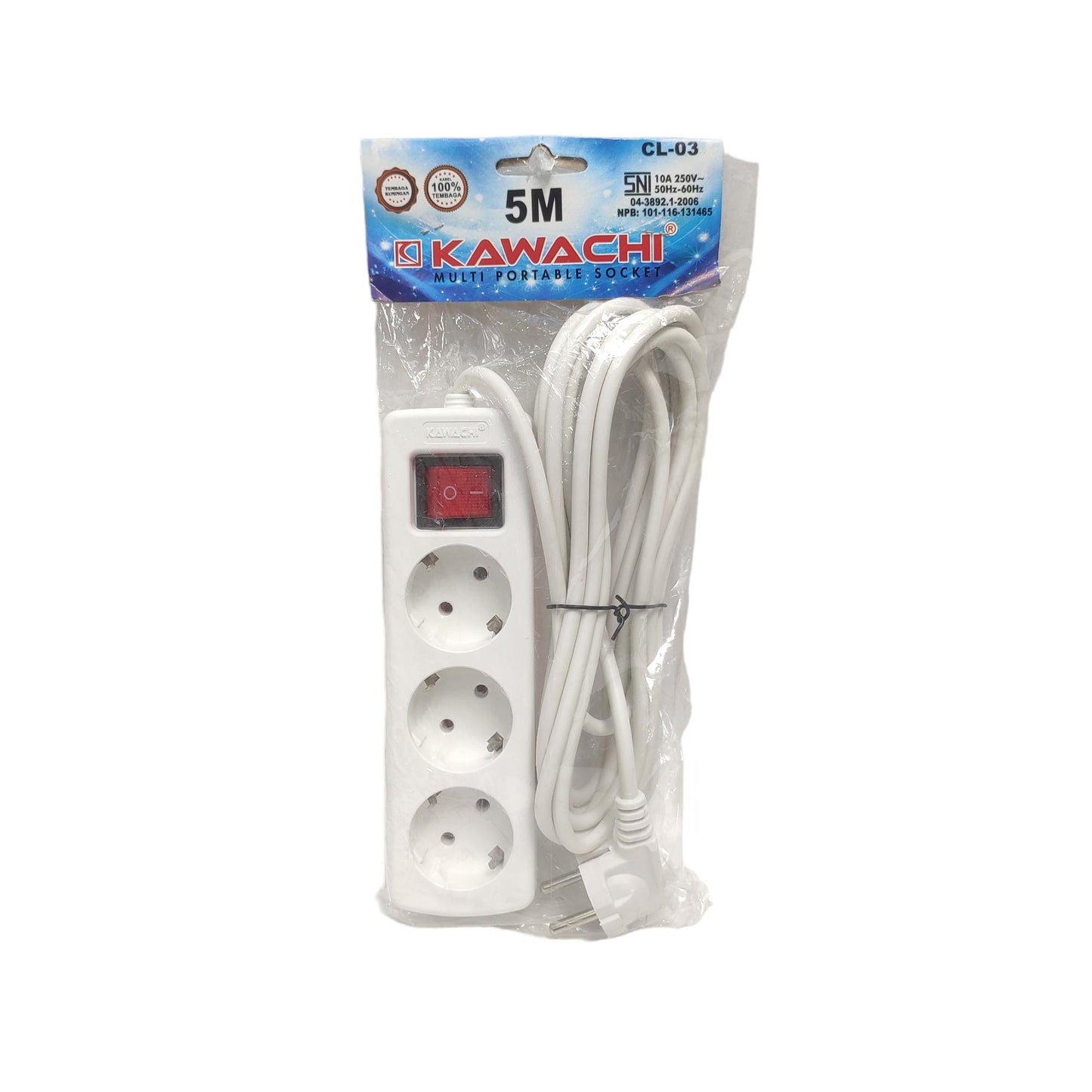 3 LUBANG x 500 CM / KAWACHI Stop Kontak Colokan Terminal Kabel 5 M