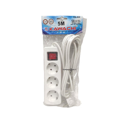 3 LUBANG x 500 CM / KAWACHI Stop Kontak Colokan Terminal Kabel 5 M