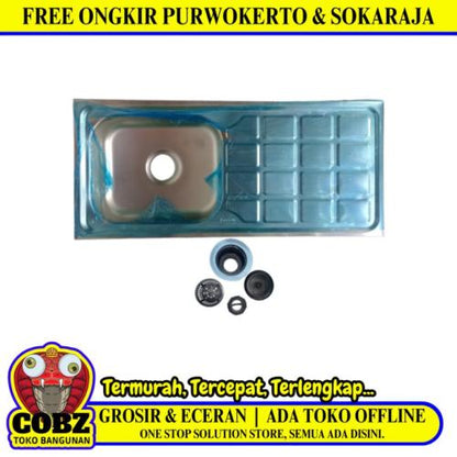 96 CM x 44 CM x 15 CM / ANDO ZA BCP Bak Cuci Piring Washbak 1 Lubang + Acc Set