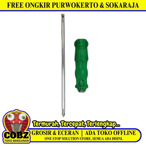 4 IN / CHROME Obeng Screwdriver Two Way Bolak Balik Plus Minus 2 In 1 Gagang Fiber