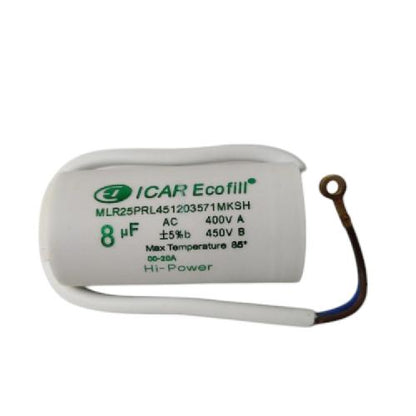 8 OHM / ICAR ECOFILL Kapasitor Pompa Air Mesin Cuci Mikro Kabel