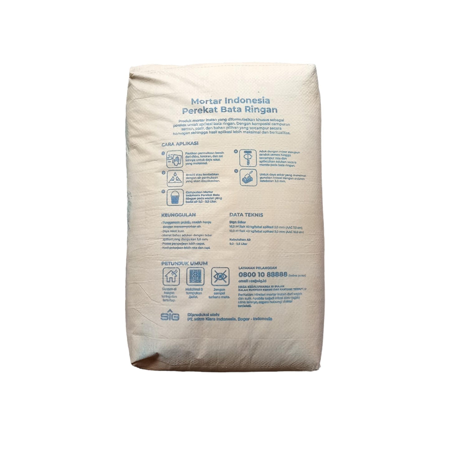 40 KG / MORTAR INDONESIA D-1 Semen Instant Perekat Bata Ringan Sak