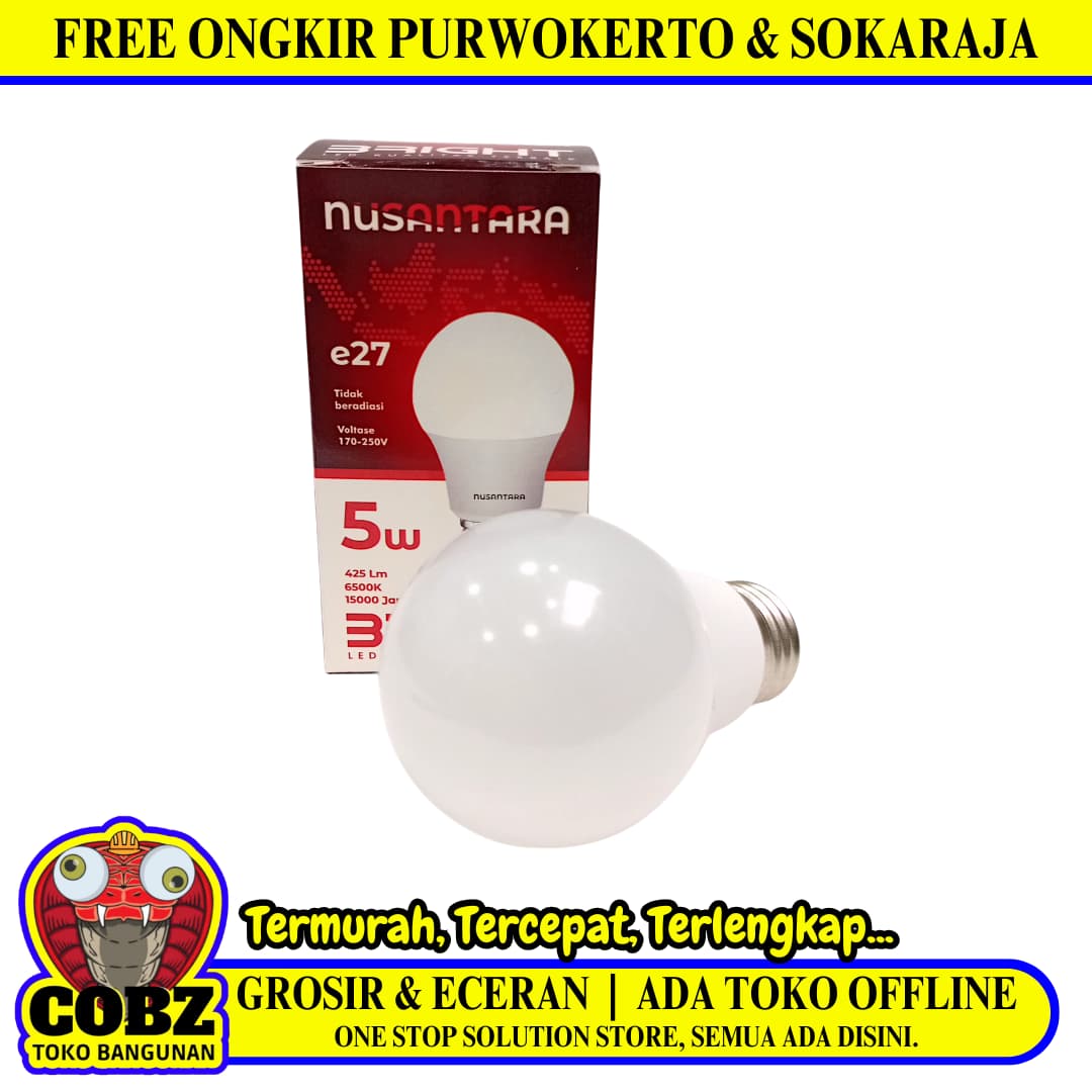 5 WATT / NUSANTARA BRIGHT LED Lampu Bohlam Bulb Moto Putih
