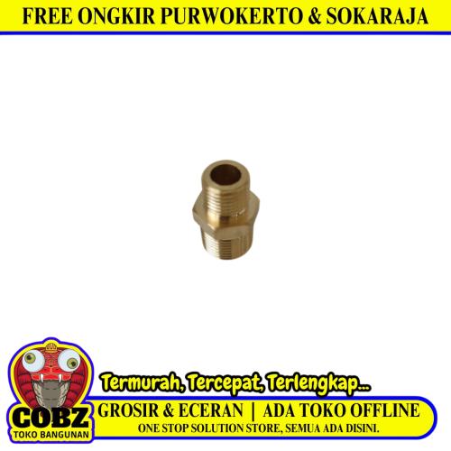 1/4 IN x 3/8 IN / NM Double Nepel Drat Luar Nipple Male Outer Kuningan