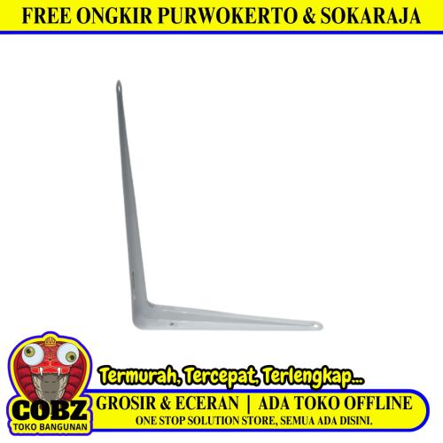 6 IN x 8 IN / TM Siku Rak L Shelf Brackets Penyangga Putih Tipis