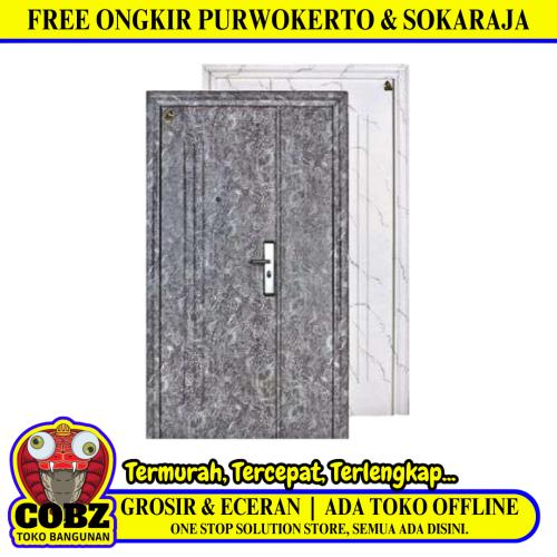 5 CM x 120 CM x 210 CM / FORTRESS MRBL FORT 120.12 MOM & SON Pintu Kamar Mandi Baja Abu Set