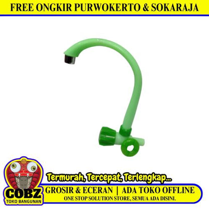 1/2 IN / CAB Kran Angsa Putar Sink Bak Cuci Piring Tembok Plastik Hijau PVC