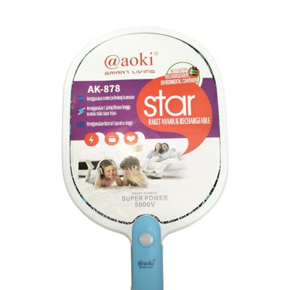 AOKI AK - 878 Mosquito Swatter Raket Nyamuk Cas Rechargeable Kabel
