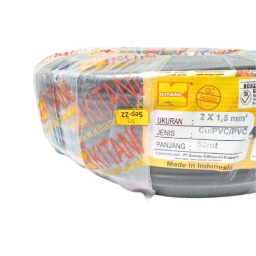 2 INTI x 1.5 MM x 50 M / KITANI NYY Tunggal Kabel Tembaga SNI Hitam Roll