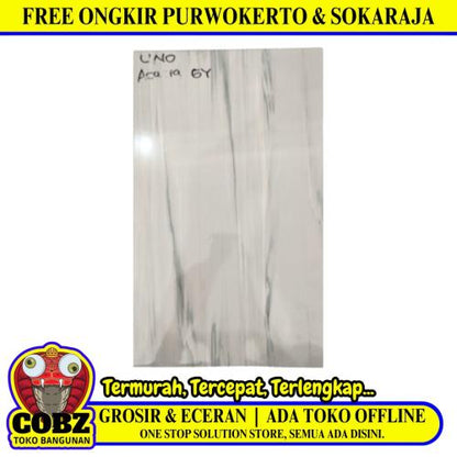 25 CM x 40 CM / UNO ACCACIA Keramik Dinding Kamar Mandi Glossy Grey Dus