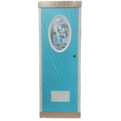 9.4 CM x 70 CM x 194 CM / TANSY Pintu Kamar Mandi PVC Blue + Cermin Set