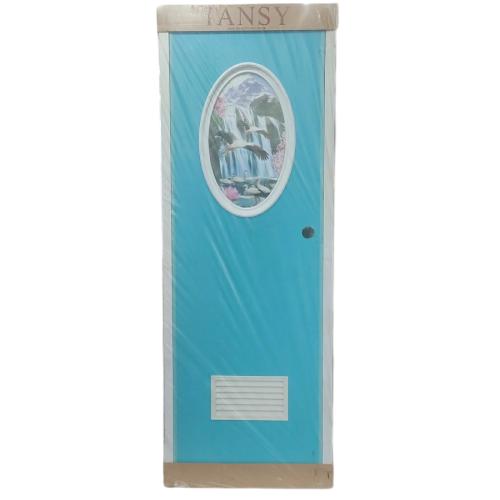 9.4 CM x 70 CM x 194 CM / TANSY Pintu Kamar Mandi PVC Blue + Cermin Set