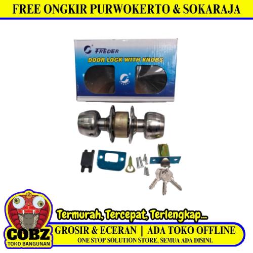 D 5 CM / FREDER Kunci Pintu Bulat Kamar Mandi Stainless Silver Set