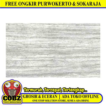60 CM x 120 CM / SERENITY TRAVERTINE GREY Granit Dinding Kamar Mandi Glossy Dus