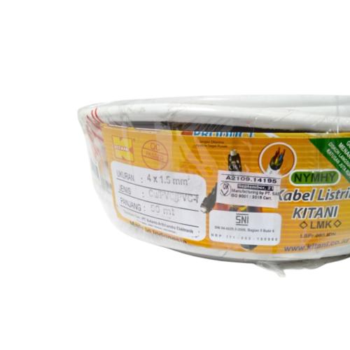 4 INTI x 1.5 MM x 50 M / KITANI NYMHY Serabut Kabel Tembaga SNI Putih Roll