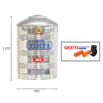 960 L / TIRTA T 1000 TK Water Torrent Tangki Air Stainless Penyangga + Acc Set