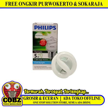 5 WATT / PHILIPS Tornado Lampu Bohlam Spiral Bola Putih