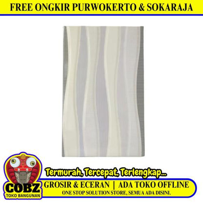 25 CM x 40 CM / UNO PASIFIC Keramik Dinding Kamar Mandi Glossy Grey Dus