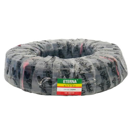 2 INTI x 2.5 MM x 50 M / ETERNA NYYHY  Serabut Kabel Tembaga SNI Hitam Roll