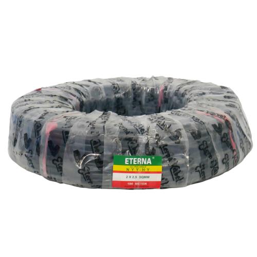 2 INTI x 2.5 MM x 50 M / ETERNA NYYHY  Serabut Kabel Tembaga SNI Hitam Roll