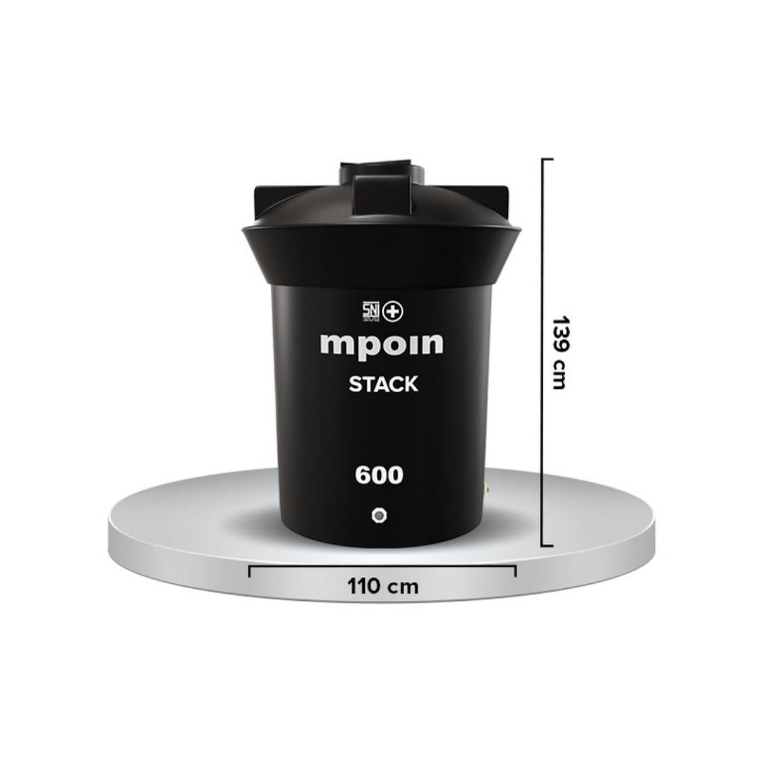 600 L / MPOIN + STACK S600 Water Torrent Tangki Tandon Air PVC Hitam + Acc Set