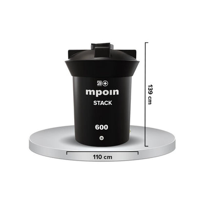 600 L / MPOIN + STACK S600 Water Torrent Tangki Tandon Air PVC Hitam + Acc Set