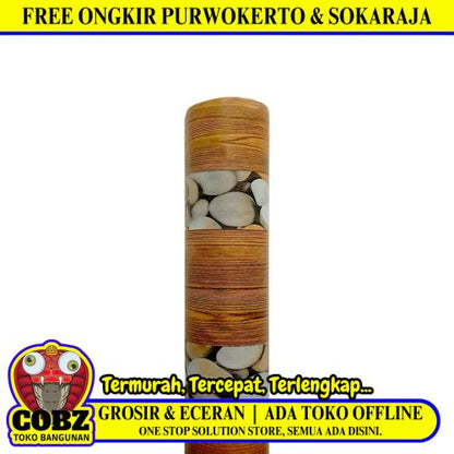 120 CM x 15 M / NM 07 Karpet Perlak Lantai Meja Vinyl PVC Coklat Motif Batu Roll