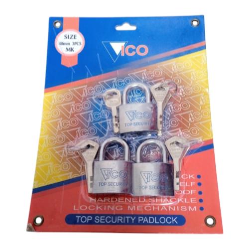 40 MM / VICO Gembok Master Jenis Leher Anti Maling 3 Pcs Set