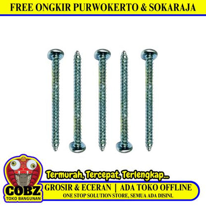 #6 x 2 IN / TM Sekrup FH Kepala Rata Plus Putih Biji