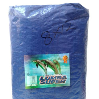 8 M x 12 M / TM A5 Terpal Tarpaulin Tutup Plastik PVC Biru Silver