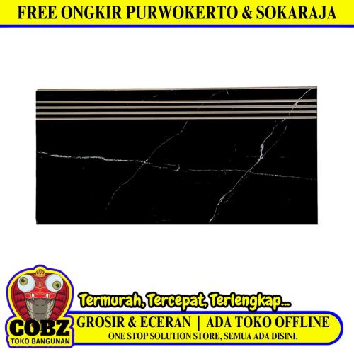 30 CM x 60 CM / OBSIDIAN BLACK ONYX Granit Lantai Tangga Stepnosing Lembar