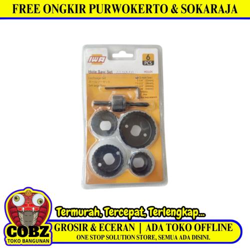 32 - 54 MM / IWA TCT Hole Saw Mata Bor Hidroponik Pelubang Kayu 6 Pcs Set