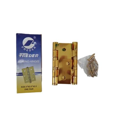 3 IN / FREDEREngsel Kupu Kupu Pintu Jendela Hinge Stainless Kuning Set
