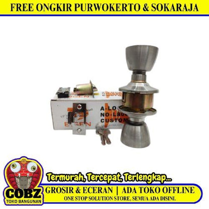 D 5 CM / BIGEN L8000 Kunci Handle Pintu Bulat Kamar Mandi Stainless Silver Set