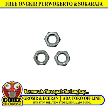 M 8 / TM Mur Nut Hexagon Galvanis Putih Biji