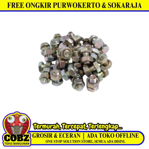 M 6 x 10 MM / TM Baut Mur Hexagon Bolt Nut Flat Head Kuning Biji