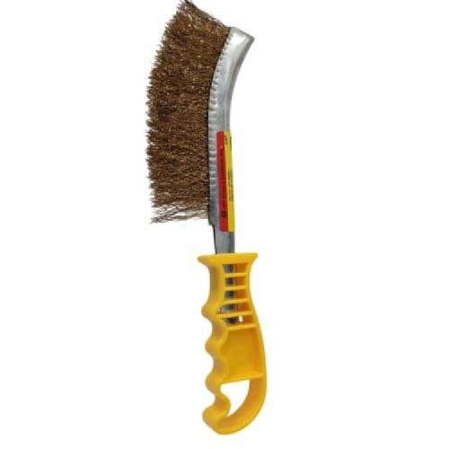 9 IN / BISON MERK TIPE Sikat Kawat Bengkok Kuningan Karat Gagang PVC