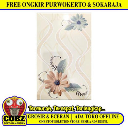 25 CM x 40 CM / UNO LOTUS Keramik Dinding Kamar Mandi Glossy Beige Dus