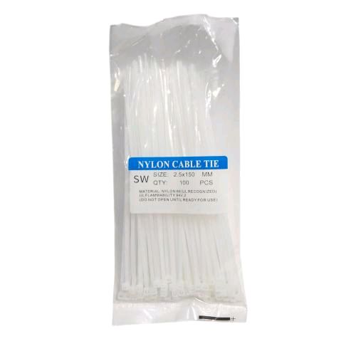 2.5 MM x 150 MM / SW Kabel Cable Ties Tali Ripet 15 CM Putih Pack