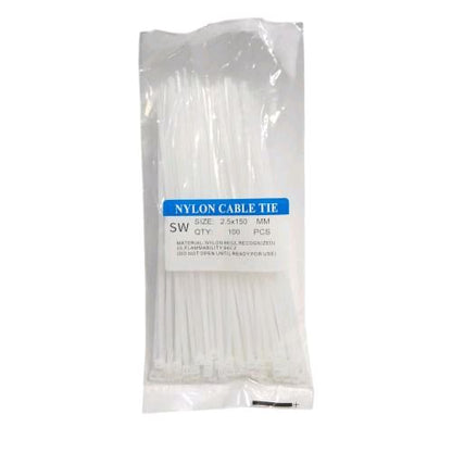 2.5 MM x 150 MM / SW Kabel Cable Ties Tali Ripet 15 CM Putih Pack