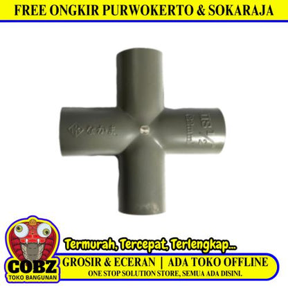 1/2 IN / TM Tee 4 Way Straight Fitting Pipa Hidroponik PVC Pcs