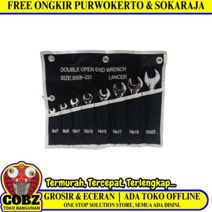 6 MM - 22 MM / LANCER Kunci Pas 2 Sisi Open End Wrench 8 Pcs Set