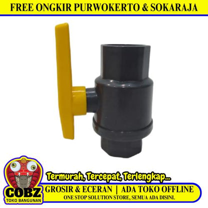 1 1/2 IN / ONDA - BV Stop Kran Polos Ball Valve Engkol Plastik PVC