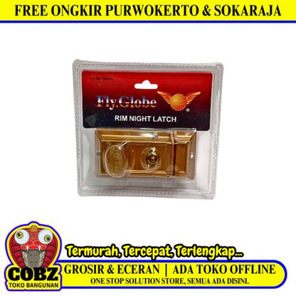 FLY GLOBE 564GL Grendel Pintu Laci Lemari Otomatis Rim Night Latch Kuning
