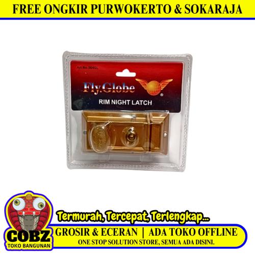 FLY GLOBE 564GL Grendel Pintu Laci Lemari Otomatis Rim Night Latch Kuning