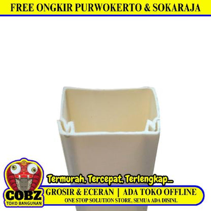 16 MM x 25 MM x 1700 MM / NISO Kabel Dak Ducting Trunking Protector Putih Batang