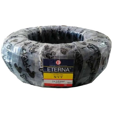 2 INTI x 2.5 MM x 50 M / ETERNA NYY Tunggal Kabel Tembaga SNI Hitam Roll