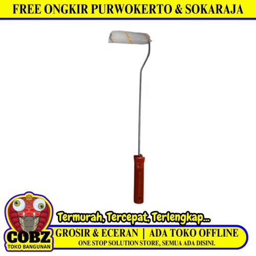 4 IN / COBZ 03 Kuas Busa Roll Cat Tembok Kayu Besi Kecil + Gagang Set