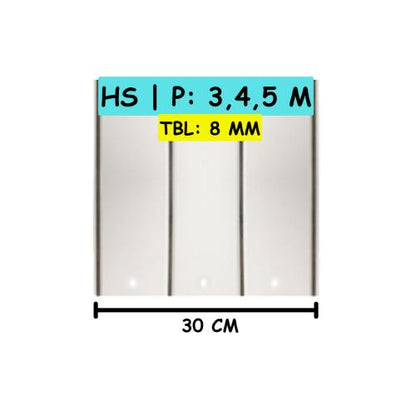 8 MM x 30 CM x 4 M / SHUNDA PLAFON K-901 Plafon Gypsum GRC U PVC Hotstamping Lembar